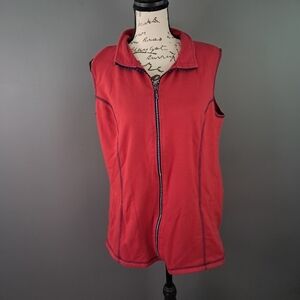 Quacker Factory Diamond Zip Up Red Vest Jacket Size Medium